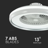 V-TAC 45W mennyezeti ventilátor, változtatható színhőmérséklettel, szürke díszcsíkkal - SKU 217935