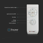 V-TAC 45W mennyezeti ventilátor, változtatható színhőmérséklettel, szürke díszcsíkkal - SKU 217935