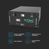 V-TAC 48V 9.6 kWh rack szekrénybe szerelhető bővíthető, állványos napelem akkumulátor - SKU 11523