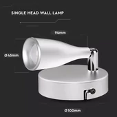 V-TAC 4.5W beltéri fehér fali LED lámpa meleg fehér - SKU 8262