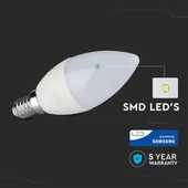 V-TAC 4.5W E14 meleg fehér LED gyertya égő - SKU 258