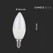V-TAC 4.8W E14 RGB+ Természetes fehér C37 gyertya LED égő, 24 gombos távirányítóval  - SKU 2929