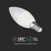 V-TAC 4.8W E14 RGB+ Természetes fehér C37 gyertya LED égő, 24 gombos távirányítóval  - SKU 2929
