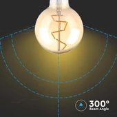 V-TAC 4W borostyán E27 filament G95 LED égő, 2200K - SKU 217146