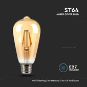 V-TAC 4W borostyán E27 filament ST64 LED égő, 2200K - SKU 214361