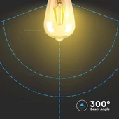 V-TAC 4W borostyán E27 filament ST64 LED égő, 2200K - SKU 214361