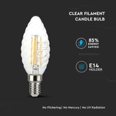 V-TAC 4W E14 meleg fehér filament LED csavart gyertya égő - SKU 279