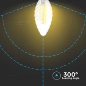 V-TAC 4W E14 meleg fehér filament LED csavart gyertya égő - SKU 279