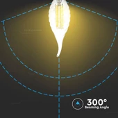 V-TAC 4W E14 meleg fehér filament LED csavart gyertyaláng égő - SKU 4308
