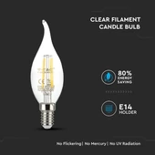 V-TAC 4W E14 meleg fehér filament LED gyertyaláng égő - SKU 4302