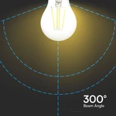 V-TAC 4W E27 hideg fehér filament A60 LED égő - SKU 217120