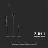 Black LED stand lamp with battery, 4W, 3000K, touch dimming