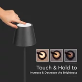 Black LED stand lamp with battery, 4W, 3000K, touch dimming
