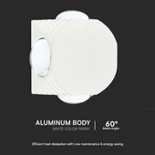 V-TAC mini 4W kültéri fali COB LED lámpa, 4 irányú kerek, fehér ház, természetes fehér - SKU 10591