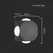 V-TAC mini 4W kültéri fali COB LED lámpa, 4 irányú kerek, fekete ház, természetes fehér - SKU 10590