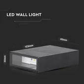 V-TAC 4W kültéri fekete fali LED lámpa hideg fehér, 100 Lm/W - SKU 218563