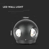 V-TAC 4W kültéri, fekete, fali LED lámpa meleg fehér - SKU 8553