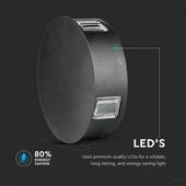 4W LED Wall Light Black Body Round 4000K IP65
