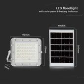 V-TAC 5000mAh napelemes LED reflektor 6W természetes fehér, 400 Lumen, fehér házzal - SKU 7840