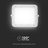 V-TAC 5000mAh napelemes LED reflektor 6W természetes fehér, 400 Lumen, fehér házzal - SKU 7840