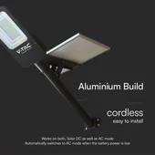 V-TAC 50W hibrid napelemes utcai LED lámpa, térvilágító, hideg fehér - SKU 23579