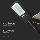 V-TAC 50W hibrid napelemes utcai LED lámpa, térvilágító, hideg fehér - SKU 23579
