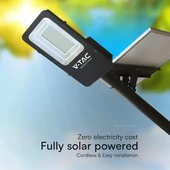 V-TAC 50W hibrid napelemes utcai LED lámpa, térvilágító, hideg fehér - SKU 23579