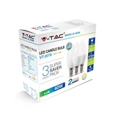 V-TAC 5.5W E14 meleg fehér LED gyertya égő csomag (3 db) - SKU 7263