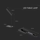 V-TAC 5W fekete dimmelhető asztali LED lámpa, változtatható színhőmérséklet - SKU 8600