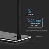 V-TAC 5W fekete dimmelhető asztali LED lámpa, változtatható színhőmérséklet - SKU 8600