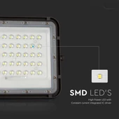 V-TAC 6000mAh napelemes LED reflektor 10W hideg fehér, 800 Lumen, fekete házzal - SKU 7823