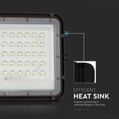 V-TAC 6000mAh napelemes LED reflektor 10W hideg fehér, 800 Lumen, fekete házzal - SKU 7823