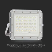 White LED 10W solar floodlight, 6000mAh battery, 4000K, IP65