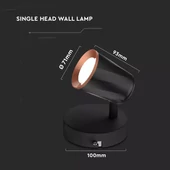 V-TAC 6W beltéri fekete fali LED lámpa meleg fehér - SKU 8251