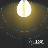 V-TAC 6W E14 meleg fehér filament P45 LED égő, 130 Lm/W - SKU 2854