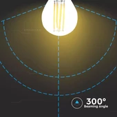 V-TAC 6W E27 meleg fehér filament G45 LED égő, 130 Lm/W - SKU 2851