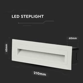 V-TAC 6W fehér LED lépcsővilágítás, IP54, meleg fehér - SKU 8352