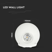 6W LED Wall Light White Body Round IP65 3000K