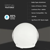 V-TAC 6W kültéri, fehér, fali LED lámpa természetes fehér - SKU 8302