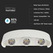 V-TAC 6W kültéri fehér fali LED lámpa természetes fehér - SKU 8614