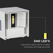 V-TAC 5W kültéri, fehér, szögletes, fali LED lámpa meleg fehér - SKU 217079