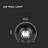 V-TAC 6W kültéri, fekete, fali LED lámpa meleg fehér - SKU 8303