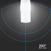 V-TAC 7.5W E27 természetes fehér T37 LED égő - SKU 24034