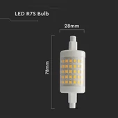 V-TAC 7W 78mm R7S hideg fehér LED égő, 100 Lm/W - SKU 212715