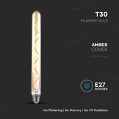 V-TAC 7W borostyán E27 filament T30 LED égő, 2200K, 100 Lm/W - SKU 217144
