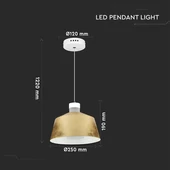 7W Led Pendant Light (Acrylic) - Gold Lamp Shade  250*190mm 3000K