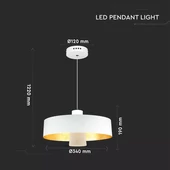 7W Led Pendant Light (Acrylic) - White Lamp Shade  340*190mm 3000K