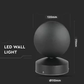 7W LED Wall Light Black Body 4000K IP65