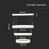 86W LED Dimmable Soft Light Chandelier, 3000K, Round White body