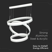 86W LED Dimmable Soft Light Chandelier, 3000K, Round White body